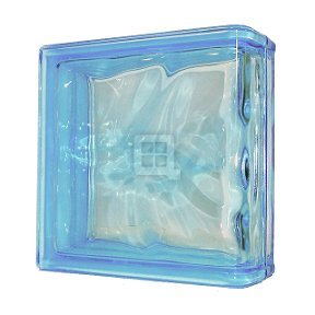 Seves Glass Block 7.5 x 7.5 x 3 Basic Wave Azure Color End Block