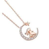 TOYANDONA Halskette Damen Silber 925 Mit Kaninchen Anhänger Zarte Kette Mit Mond Und Stern Design Leichter Schmuck Für Alltag Und Geschenkidee Für Mädchen Und Frauen