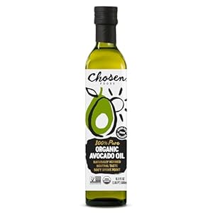 Chosen Foods Organic Avocado Oil, 16.9 Fl Oz – All Purpose Cooking Oil made from 100% Pure Avocados – Non-GMO, Gluten-Free, Keto Friendly, Glyphosate Free – 500mL (Pack Of 1)