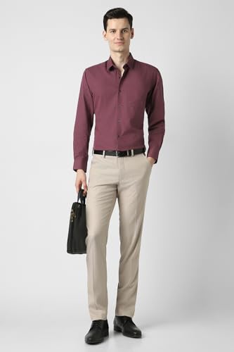 Image of Peter England Men's Slim Fit Full Sleeve Pin-Striped Formal Shirt | Cotton-Rich | Wonder Fabric | Pin Point Oxford