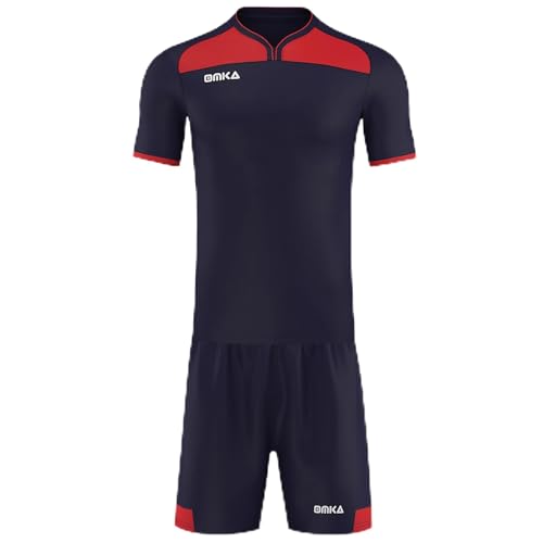 OMKA 6er Herren Trikotsatz Team Trikotset 2-teilig Fußball Handball Rugby Volleyball (Jersey + Shorts), Größe:M, Farbe:Marineblau