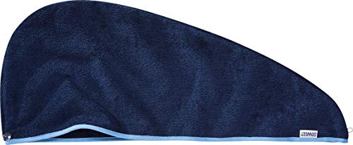 Sowel® Haartulband van 100% biologisch katoen, GOTS-gecertificeerd, tulband handdoek met knoop, dames, marineblauw/blauw - Image 4