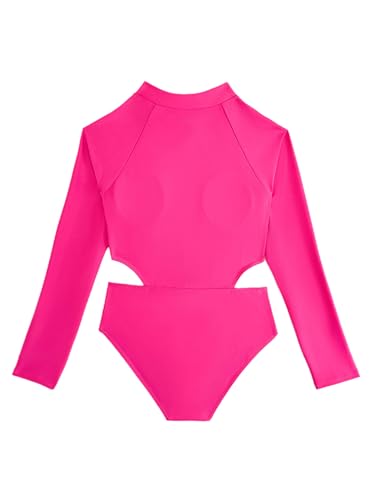 Kids Girls One Piece Color Block Swimwear Long Sleeve Swimwear Cutout Bikini Swimsuit Bathing Suit2