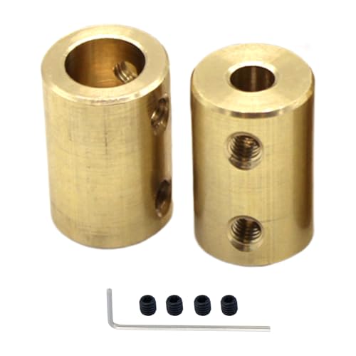 2PCS 7mm to 10mm Bore Rigid Coupling, L22 x D16 Set Screw Shaft Coupler Brass Motor Connector for 3D Printers, Motor Accessories, RC Boat Car Airplane