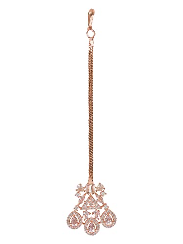 I Jewels Rose Gold Plated Elegant Beautiful AD & CZ Studded Crystal Maang Tikka for Women and Girls (T2112RG) (B0BQMB38TV) Amazon Price History, Amazon Price Tracker