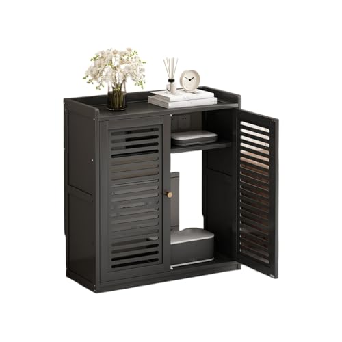 MORLU ルーター収納キャビネット、ドア付き、WiFiケーブル隠しラック、リビングルーム収納ラック、ディスプレイキャビネット、整理キャビネット、多機能収納、調節可能な棚、リビングルーム、寝室、オフィスに最適 (小さい,ブラック)