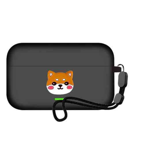 Image of Anvique Silicone Case Cover for Realme Buds T500 Pro, Shockproof Protective Earbuds Cover with Keychain Hook, Anti-Scratch Soft Silicone Skin, Full Body Protection Case (ShibaDog Lanyard)