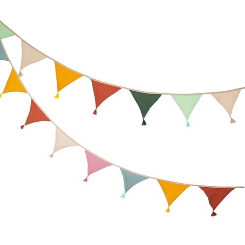 JDBlissful Bunting Banner Fabric Flag Banners Multicolor, 20 PCS Garden Bunting, Vintage Fabric Bunting, Nursery Bunting for Wedding Birthday Baby Shower Anniversary Nursery 2.6m (candy colours)