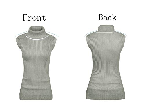 Image of v28 Women Sleeveless High Neck Turtleneck Stretchable Knit Sweater Top