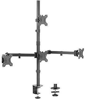 VIVO Quad 13 to 24 inch LCD Monitor Clamp-on Desk Mount, 3 Plus 1 Articulating Display, Holds 4 Screens, VESA up to 100x100mm, STAND-V104C