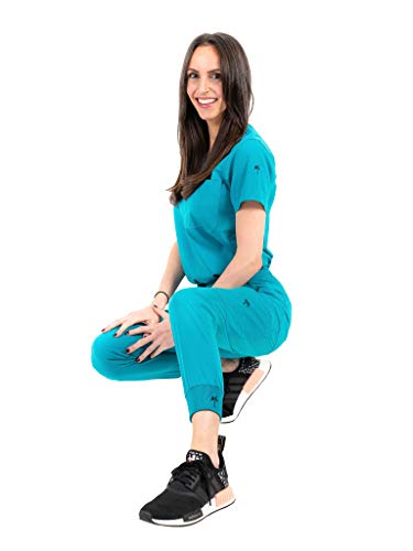 Image of Mim Women's Jogger Scrub Pants Caribbean-Blue S Regular