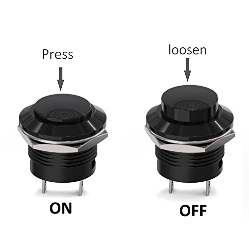 Clyxgs Spst Mini Push Button Switch Ac250V/3A Ac125V/6A With No Lock Momentary Push Button Switch Black Cap 20-Pack thumb #2