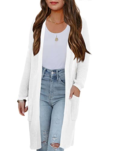 Amarmia Girl's Open Front Cardigan Long Sleeve Knit Sweaters Kids Lightweight Cute Casual Loose Outerwear Coats With Pockets White #TOP10