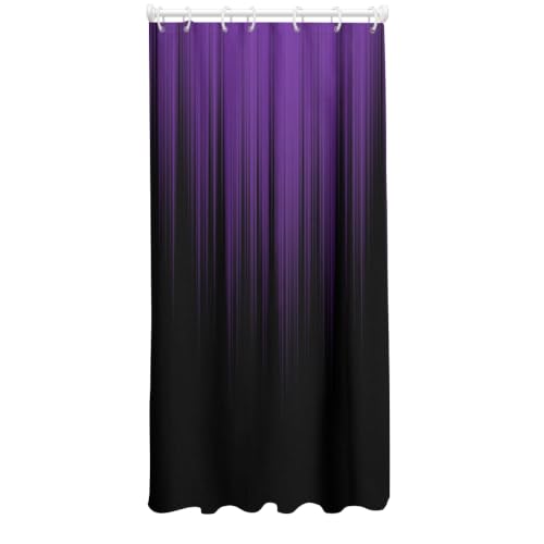 Image of AAtter Purple Black Ombre Shower Curtain, Small Stall 36x72 Inch, 7 Hooks | Gothic Polyester Fabric, Dark Plum Abstract Style, Witchy Modern Anime Design, Single Narrow Bathroom Decor for Women