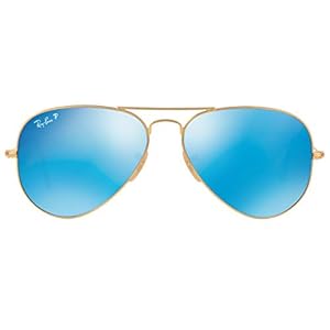 Ray-Ban Aviator Large Flash Doré Mat Bleu Miroité Polarisé