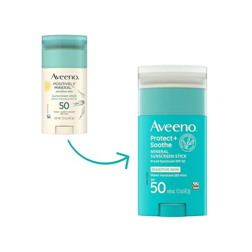 Aveeno Protect + Soothe Mineral Sunscreen Stick for Sensitive Skin, SPF 50, Water-Resistant for 80 minutes, Face & Body Sunscreen with Zinc Oxide & Oat, Fragrance-Free, Travel Size, 1.5 OZ - Thumbnail 2
