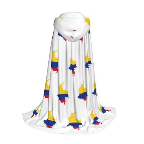 UVBDF Cape à capuche avec drapeau de la Colombie pour adolescents - Costume gothique médiéval pour cosplay, théâtre de scène – vue 3