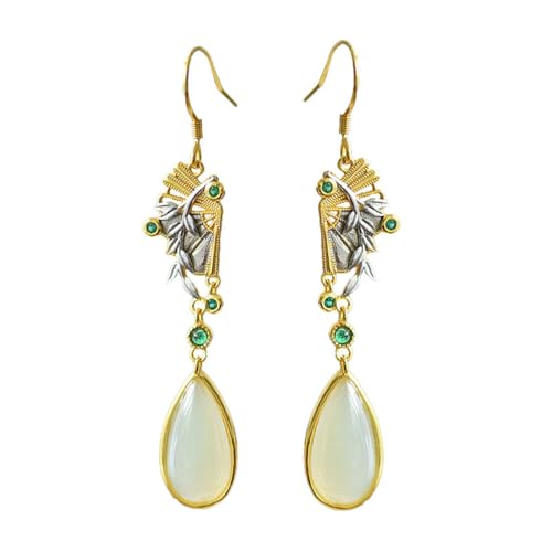 Boucles d'oreilles Hetian Jade S en argent asymétrique et élégant