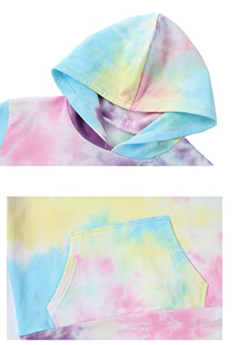 Image of Deeorla Little Boys Girls Cotton Tie Dye Hoodies Long Sleeve Pullover Sweatshirts for Big Kids 5-15Years