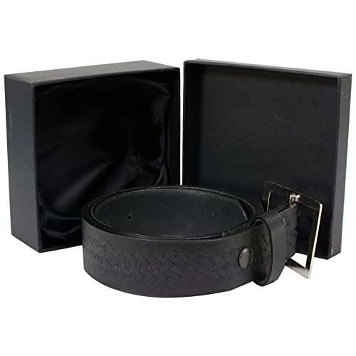 Milwaukee Leather MP7105 Men's Embossed Black Genuine Leather Biker Belt with Interchangeable Buckle3