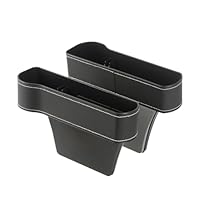 JNNJ Leder Auto-Sitzlücken Organizer - Aufbewahrungsbox für Mittelkonsole, Vordersitzlückenfüller Mit Seitentaschen (Schwarz)