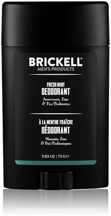 Brickell Men's Products Natural Deodorant For Men, Natural and Organic, Aluminum, Alcohol, and Baking Soda Free, 2.65 Ounce, Fresh Mint