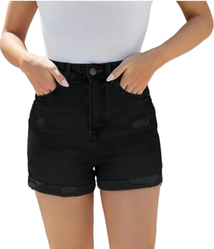 Image of PENTOO Women's Relaxed Fit Mid Rise Regular Length Denim Shorts