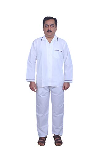 Image of Emperor Men's Cotton Plain /Solid Night Suit Pack of 1 (NTS White 46)