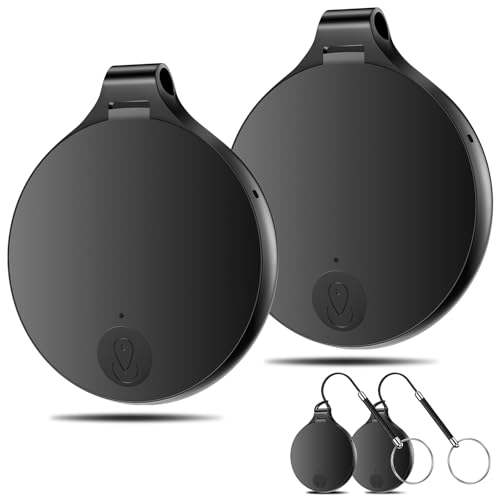 2 Pack Air Tag Tracker, Bluetooth Item Finder Compatible with Apple Find My (iOS Only), Replaceable Battery, IP67 Waterproof, 2 spare batteries ，Luggage, Key, Wallets, Bags, Worldwide Tracking, Black