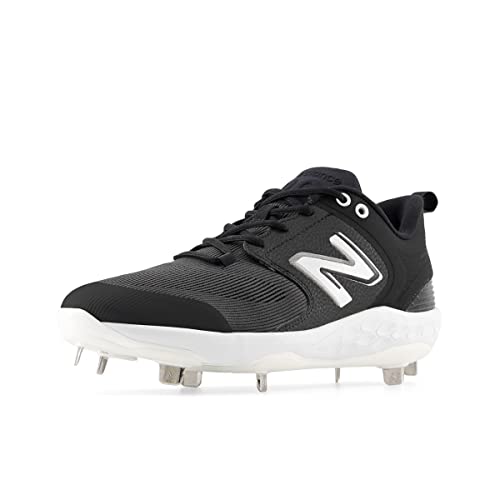 New Balance Men's Fresh Foam X 3000 V6 Metal Baseball Shoe, Black/White, 12