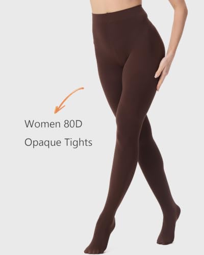 Image of DUCMODA Womens 80 Denier Opaque Tights, Women's Soft Solid Color Footed Pantyhose, High Waist Stocking with 30+ Colors