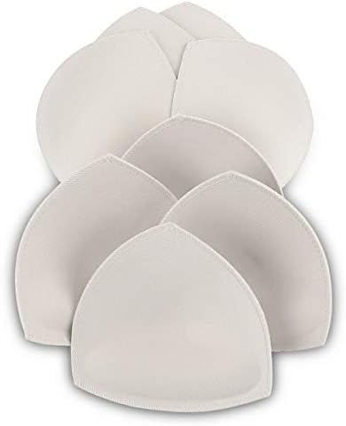Bra Pad Inserts 4 Pairs, Bra Pads Sewn Padded for Sports Bra A/B or C/D,D/E Cup Beige or Black, White Optional