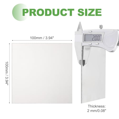 Image of MECCANIXITY Titanium Plate Sheet, TC4 (Gr5) Ti 100x100x2mm Heat Resistant Titanium Alloy Sheet High Strength to Weight Ratio for CNC Machining, Racing Applications