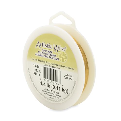 Artistic Wire, 34 Gauge Tarnish Resistant Brass Craft Wire, 1,150 ft