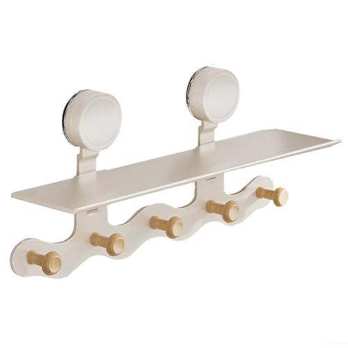 Non Perforated Design Wall Rack with Carbon Steel Construction for Longevity (5 hooks white)