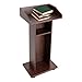KUMOYOU Mobile Wooden Podium, Laptop Workstation Lectern with 4 Wheels, Hierarchical Presentation Stand for Classroom, Theatre, Church, Office (Brown)
