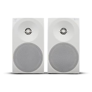 Woxter Dynamic Line 410 White - 2.0 Stereo-Lautsprecher (angetrieben mit 150W Leistung, Holz, 4, Woofer, 2 Hochtöner, 3, 5 mm, RCA, Bassreflex-Control (Lautstärke, Höhen, Bass), weiß, SO26-075
