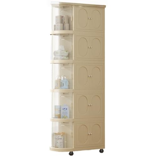 Barino 折りたたみ式 収納ワゴン 家庭用 ベビー用品収納キャビネット 収納カート 2/3/4/5段 大容量 キャスター付き 頑丈 ソファーサイド 移動可能 分類収納 粉ミルク おむつ ラック小物 リビング キッチン (5層,不透明)