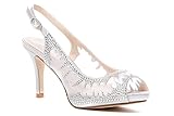 Lady Couture Women’s Mesh Platform Slingback Heels | Spicy Dressy Shoes with Buckle Closure | Synthetic Upper & Rubber Sole | Elegant Party, Wedding & Evening Heels, Spicy Silver 39