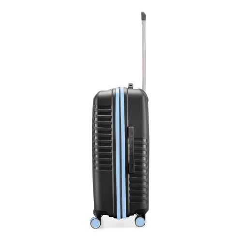 Image of Core Cabin Suitcase 55cm 20 inch Polypropylene Hard Trolley Bag, 8 Spinner Wheels, Recessed Number Lock, Lightweight Carry-On Luggage for Men & Women Midnight Black /Arctic Blue
