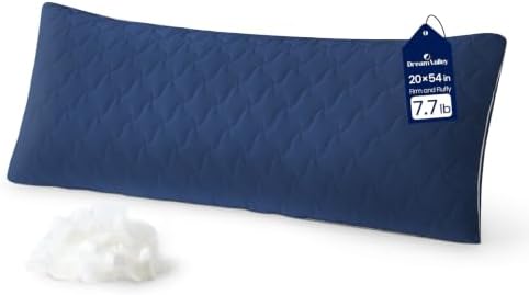 Dream Valley Cooling Body Pillow for Adults,20x54 Full Body Pillow Long Pillow for Bed, Adjustable Loft Memory Foam Full Length Body Pillows for Side Sleeper,QMAX>0.45, Navy