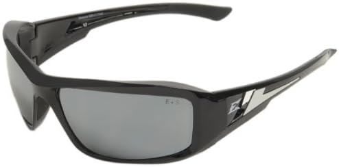 Edge XB117 Brazeau Wrap-Around Safety Glasses, Anti-Scratch, Non-Slip, UV 400, Military Grade, ANSI/ISEA & MCEPS Compliant, 5.04" Wide, Black Frame/Silver Mirror Lens