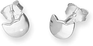 Sterling Silver Cats Head Outline Stud Earrings