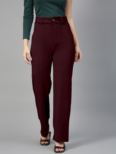 Image of Mehrang Trousers for Women, Formal Pants for Women, Straight Fit Pants