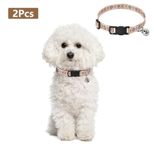 Collar para perro multicolor con campana ajustable 2 unidades miniatura 2