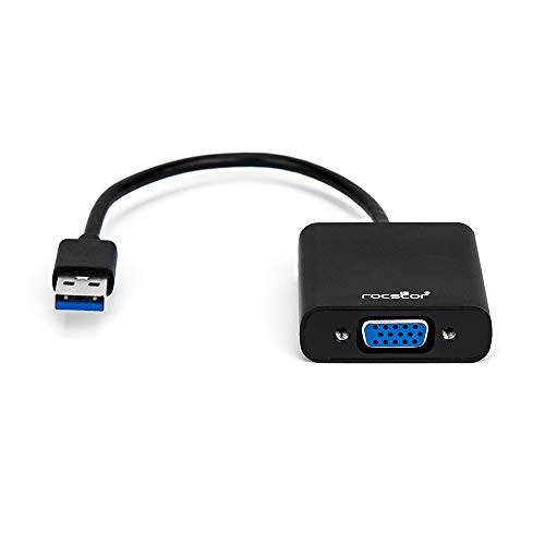 Rocstor Premium USB to VGA Adapter  USB 3.0 to VGA external USB Video Graphics Adapter for PC and Mac- Resolutions Up to 1920x1200 1080P- 1X USB 3.0 Type A Male, 1 X VGA Female  6 - black - Compatible with PC or Mac USB Graphics Card Adapter