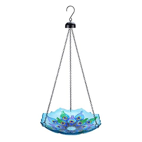 MUMTOP 11-inch Peacock Pattern Hanging Bird Bath Cover