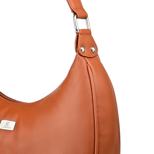 Image of K London Women's Vegan Leather Half Moon Bag | Stylish Black Shoulder Hobo | Compact Baguette Purse for Office, Casual, Party & Travel Use