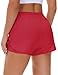 Mancreda Women's Running Shorts with Liner 3 Zipper Pockets Elastic Workout Athletic Gym Yoga Shorts(RD,L) Red