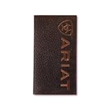 ARIAT Cartera grande de piel con logotipo de Bull Hide para hombre
